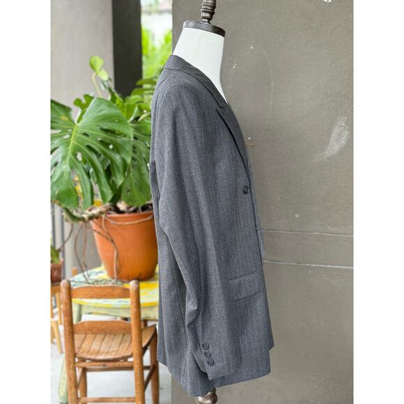 Vintage Christian Dior Union Made USA Men’s 44R 100% Wool Gray Stripe Sport Coat - Picture 3 of 11